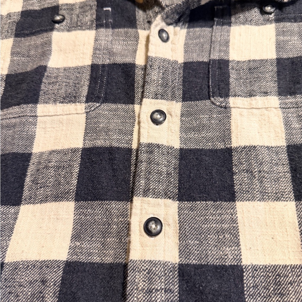 Button-Down Marine Layer Twill Flannel Black& Cre… - image 3